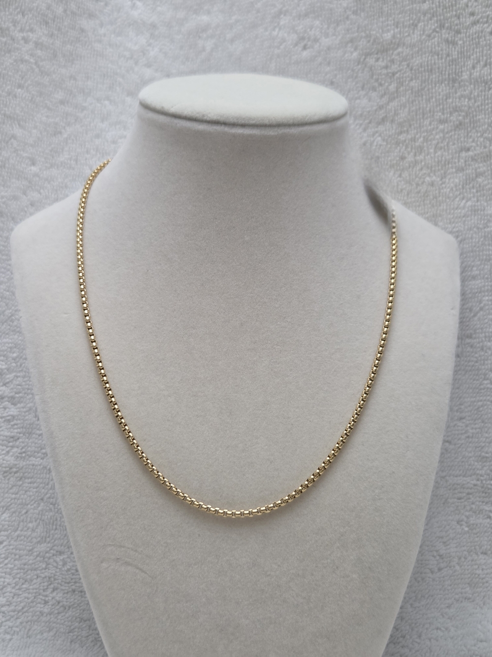 Polished ION Plated Yellow Gold Tone Box Chain Necklace